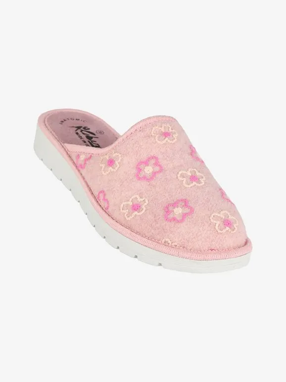 A Piedi Liberi Chaussons femme en feutre à fleurs