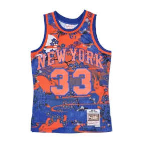 Canotta Basket Uomo Nba Ah Swingman Jersey 5.0 Hardwood Classics 1985 No 33 Patrick Ewing Neykni Blue/orange