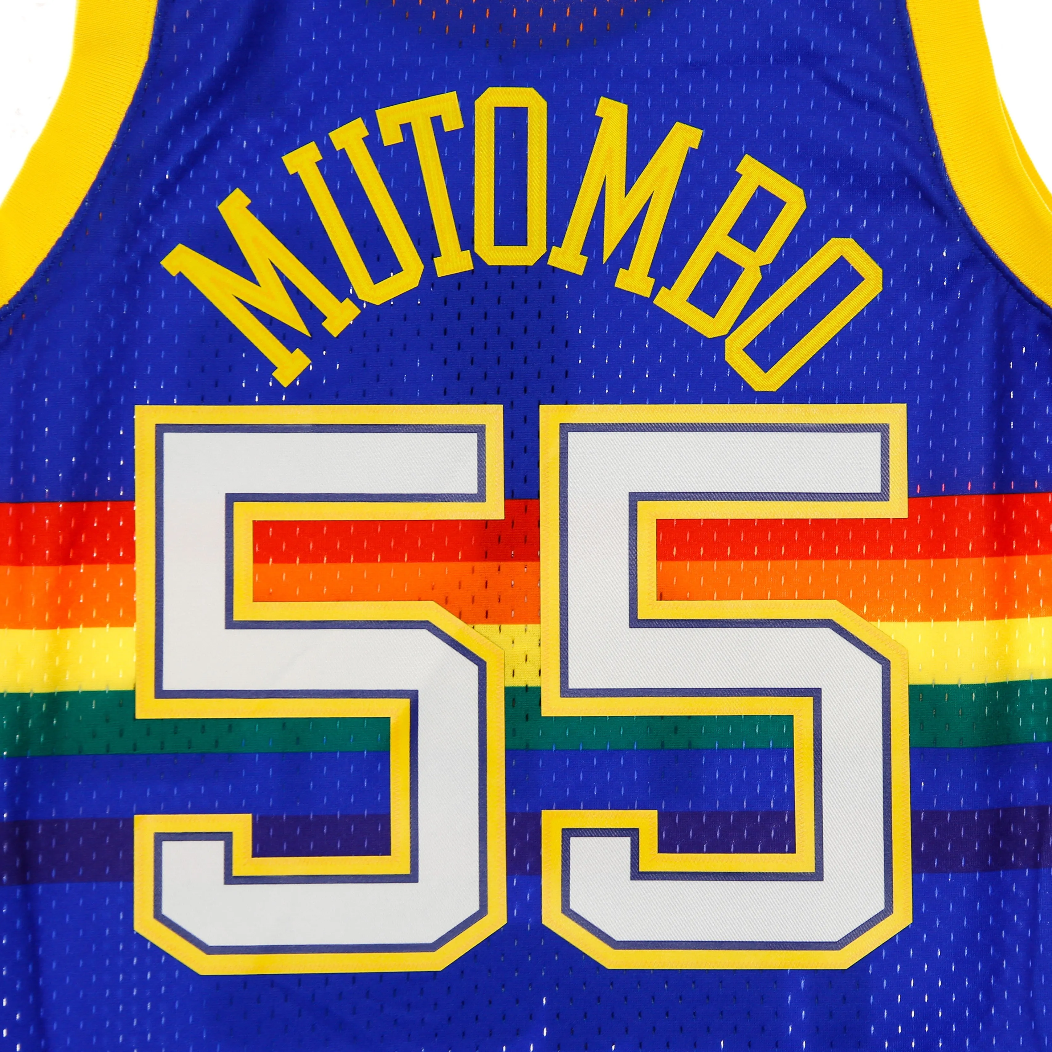 Canotta Basket Uomo Nba Swingman Jersey Hardwood Classics N.55 Dikembe Mutombo 1991-92 Dennug Road Original Team Colors