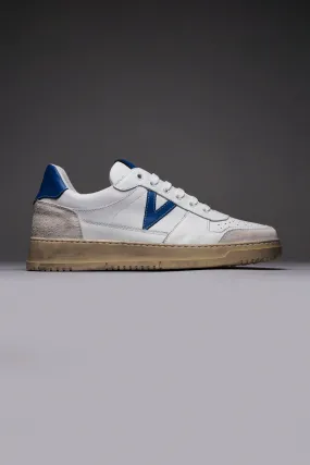 COLLEGE - Sneakers Bianca con retro e inserto Blu Royal