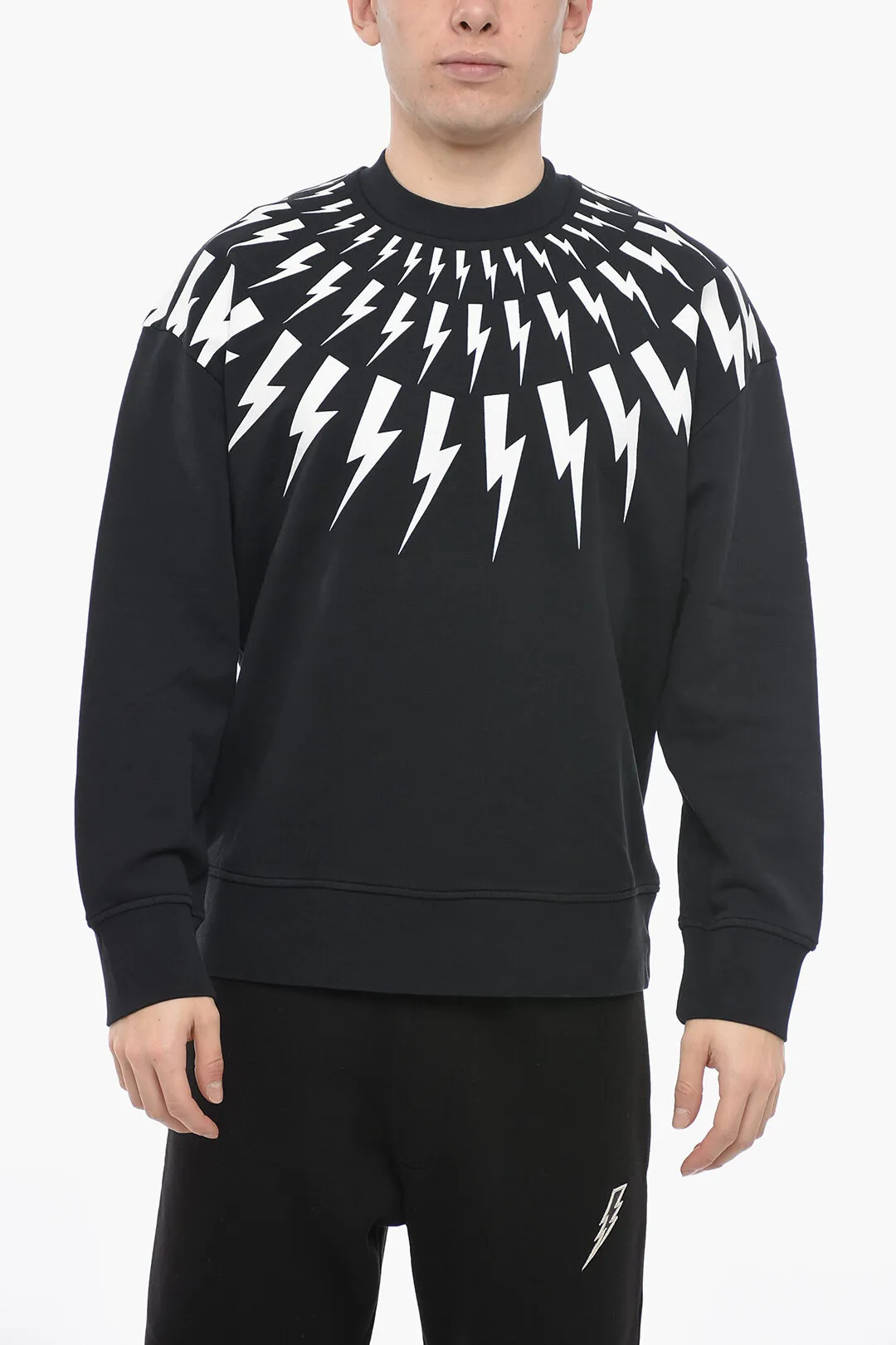 Felpa Easy Fit FAIRISLE THUNDERBOLT in Cotone Garzato