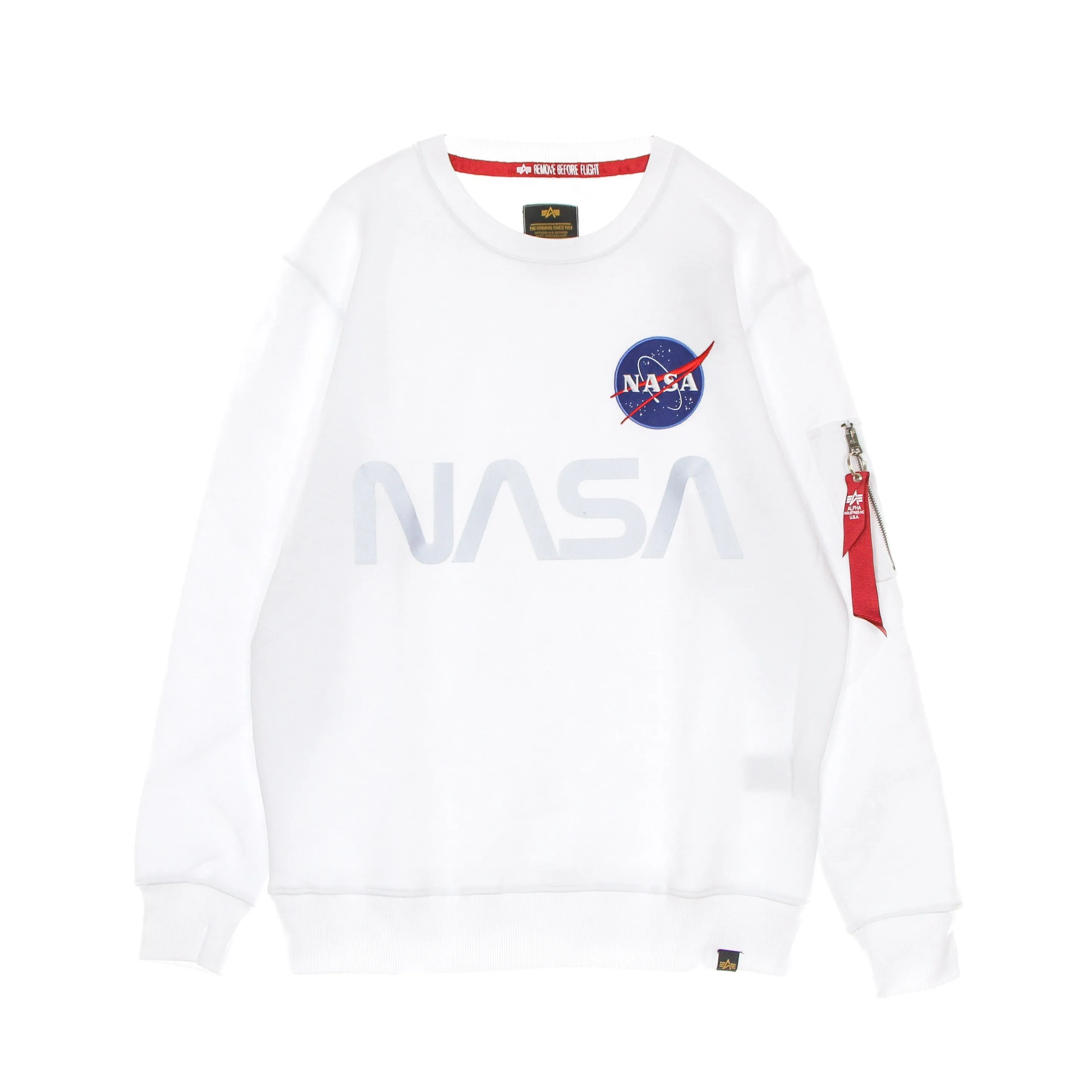 Felpa Girocollo Uomo Nasa Reflective Sweater White