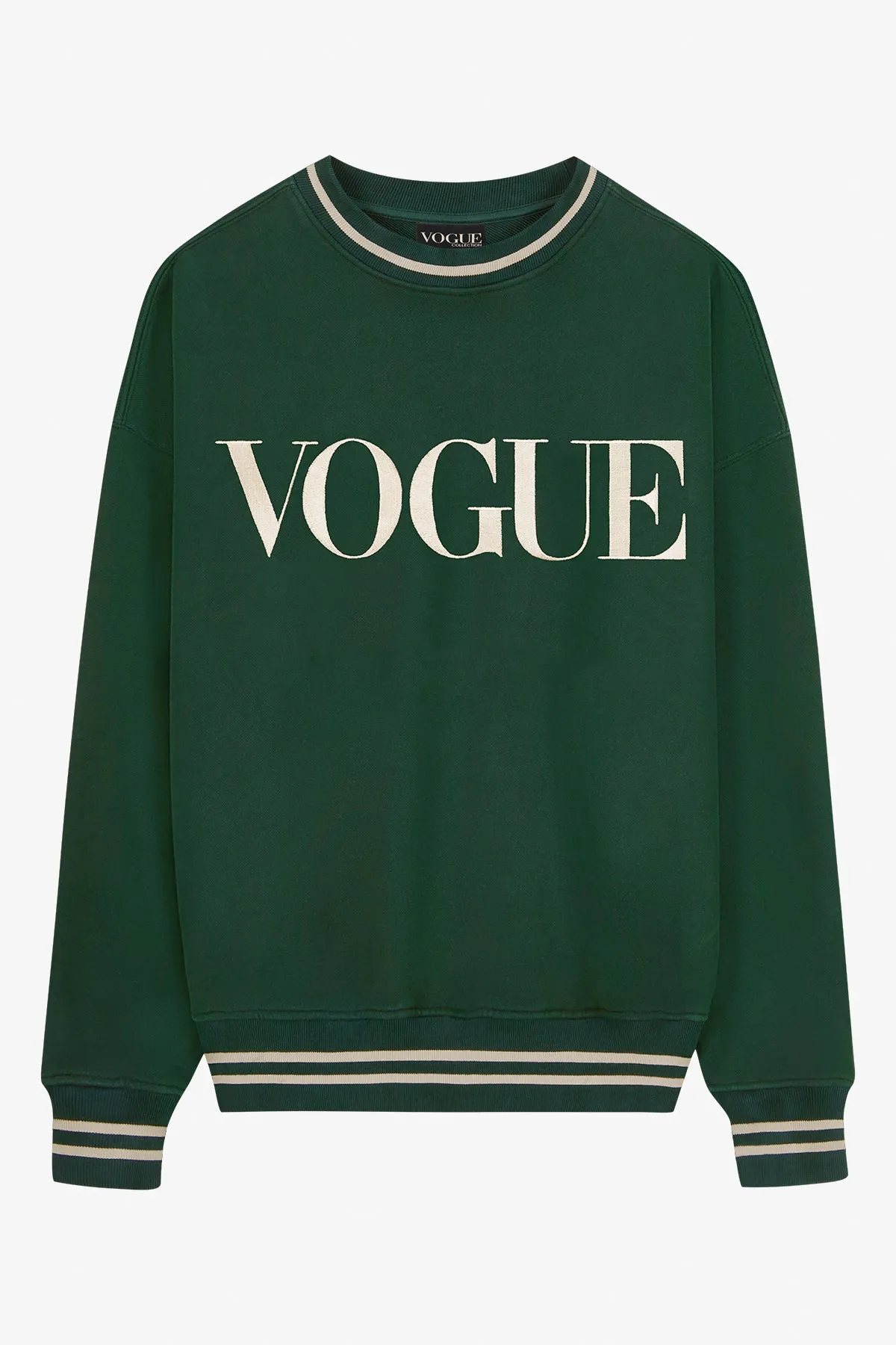 Felpa VOGUE Retro Sports verde con logo ricamato bianco-