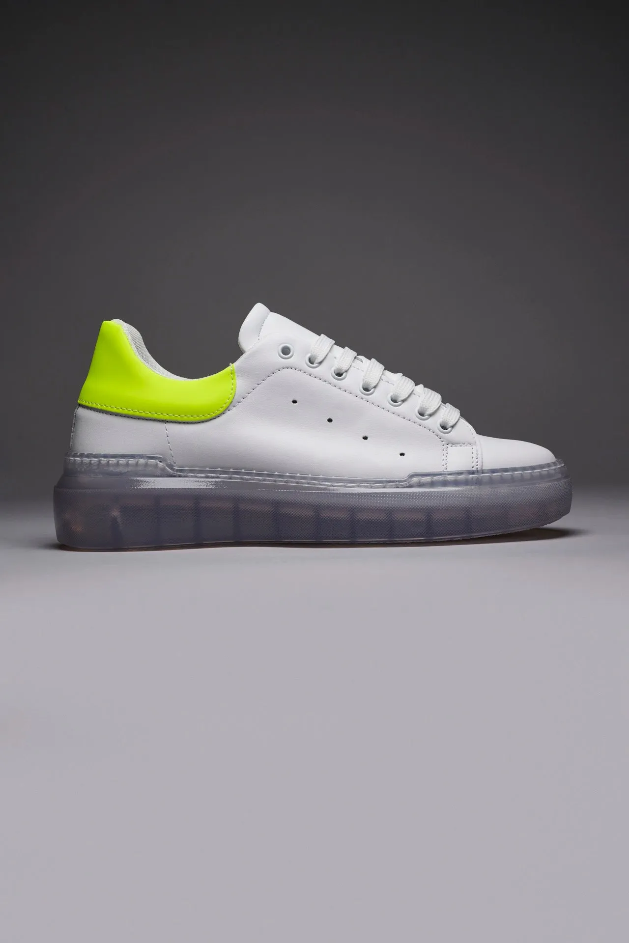 GALAXY - Sneakers a suola alta trasparente retro Giallo Fluo