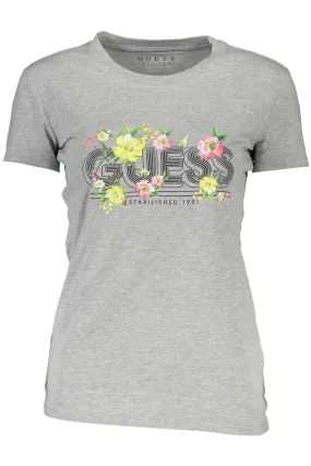 GUESS JEANS T-SHIRT MANICHE CORTE DONNA GRIGIO