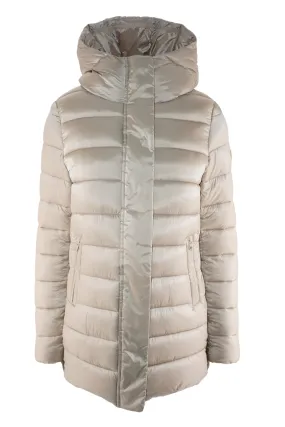 Long Down Jacket with Hood / Beige