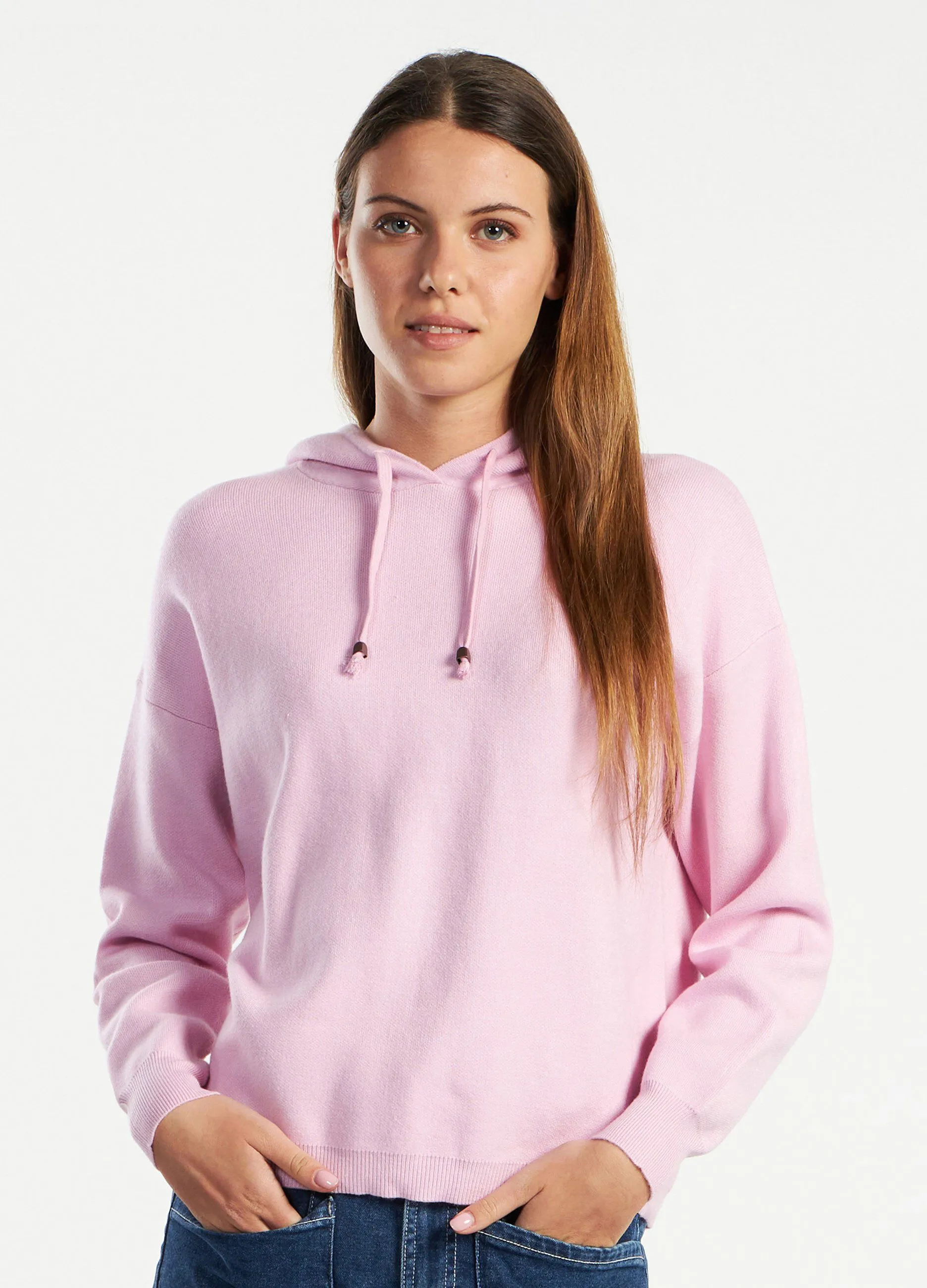 Maglia tricot con cappuccio donna