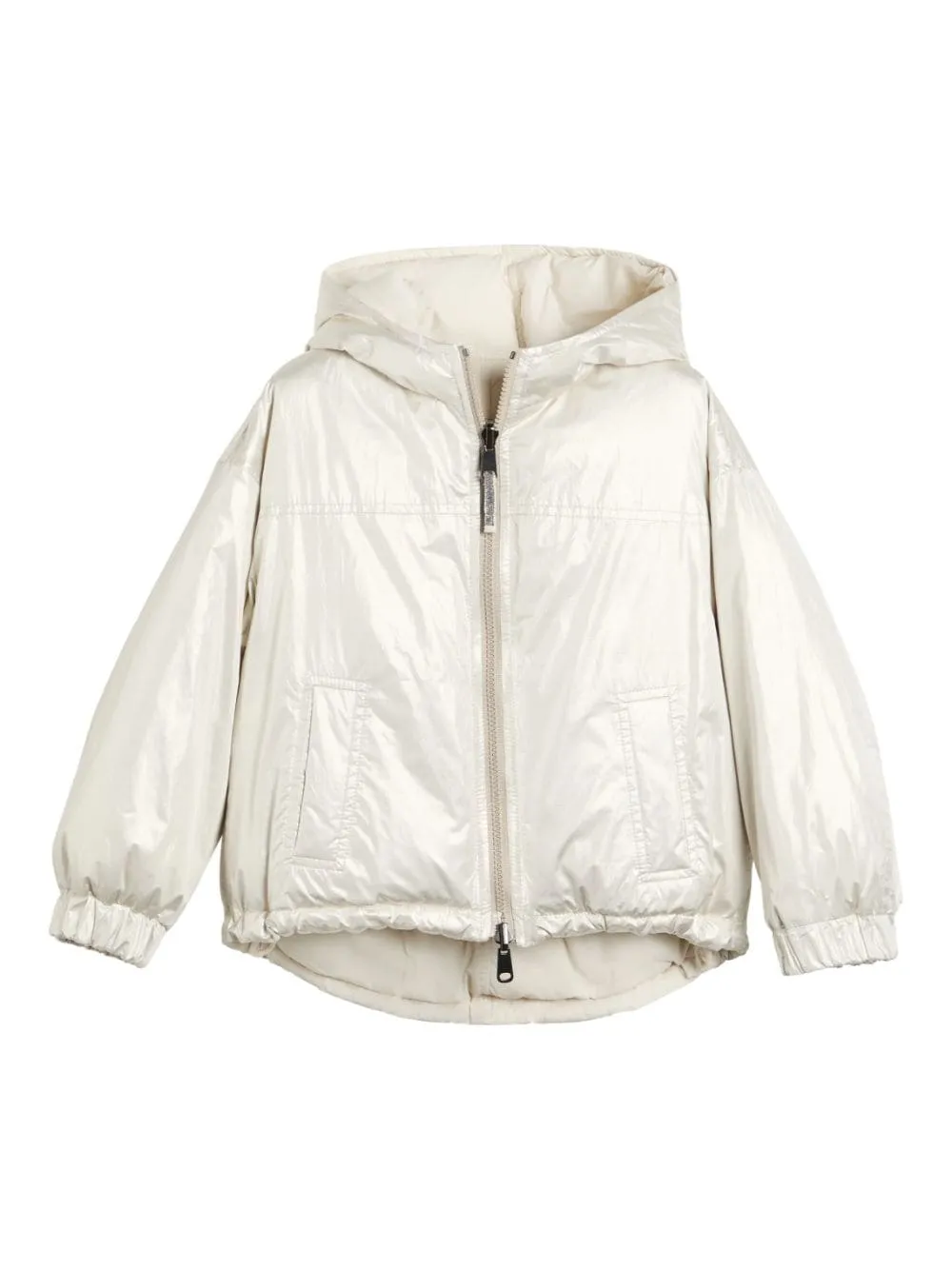 Piumino per bambina Brunello Cucinelli Kids bianco reversibile