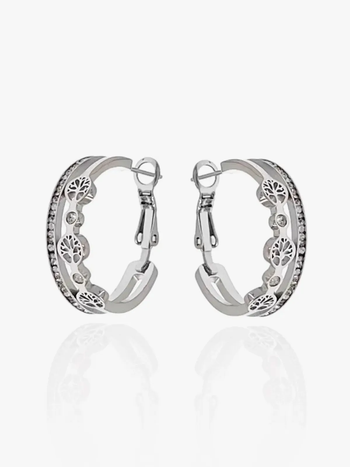 Rejena Boucles d'oreilles créoles femme acier