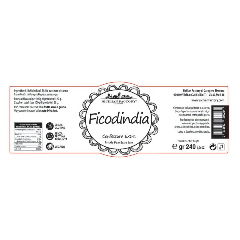 Sicilian Factory 6 vasetti - Confettura Extra Fico d'India 240 gr